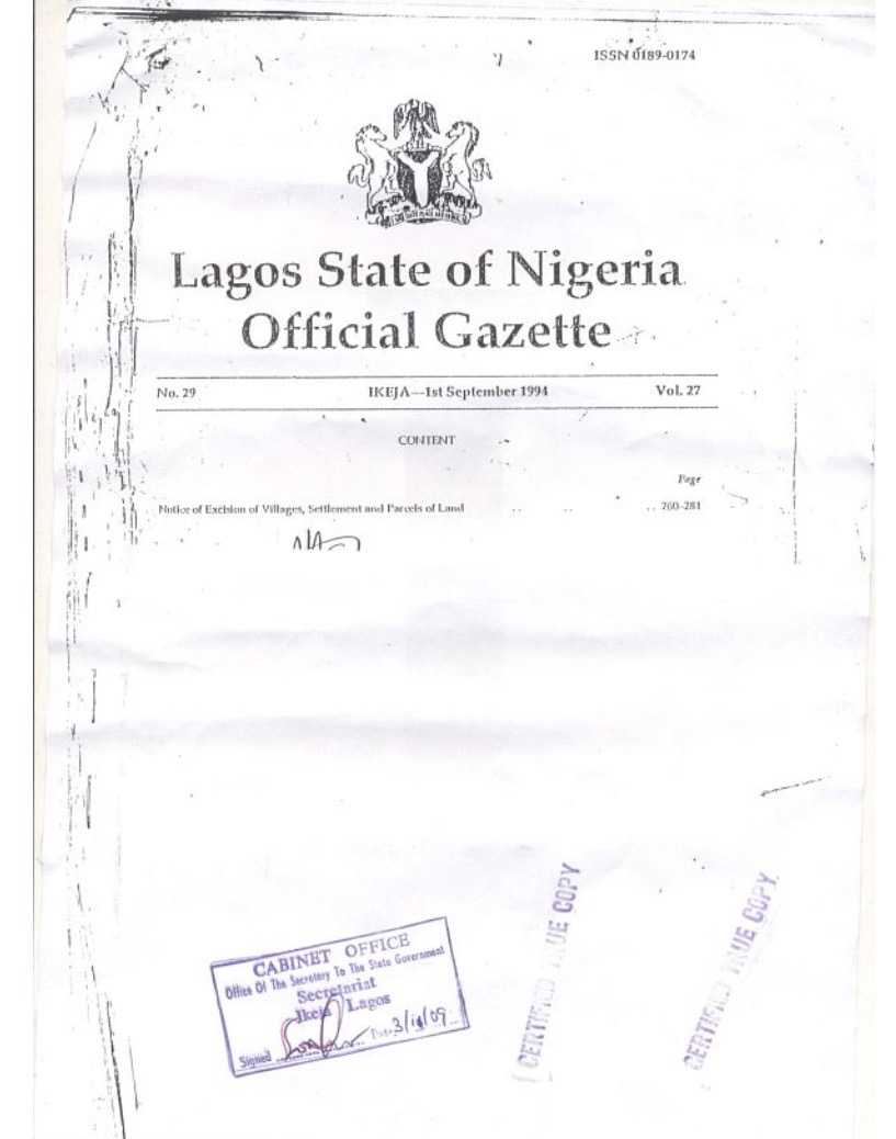 Lagos State Official Gazette, Volume 5